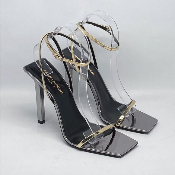 Saint Laurent Pam Sandals In Metallic Leather - Picture 3 of 13